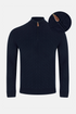 Benetti Grant Navy Cable Knit Quater-Zip Sweater
