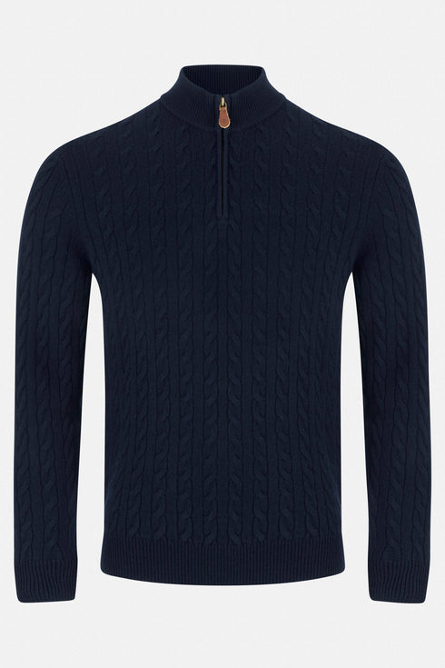 Benetti Cable Knit Quarter Zip Sweater