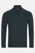 Benetti Grant Teal Cable Knit Quarter-Zip Sweater