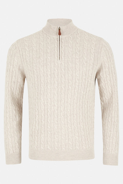 Benetti Cable Knit Quarter Zip Sweater