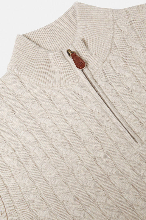 Benetti Cable Knit Quarter Zip Sweater