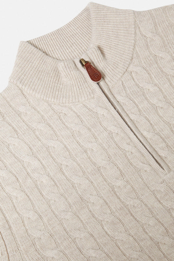 Benetti Cable Knit Quarter Zip Sweater