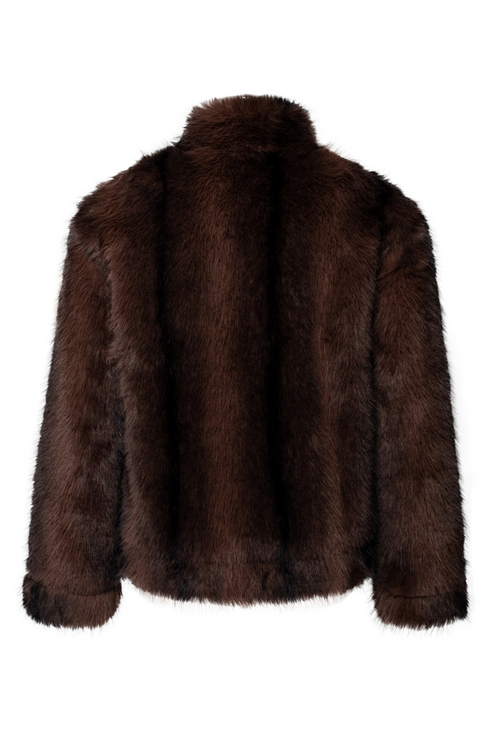Kimara Hailey Faux Fur Cropped Jacket HAILEY - Medina Mist Brown