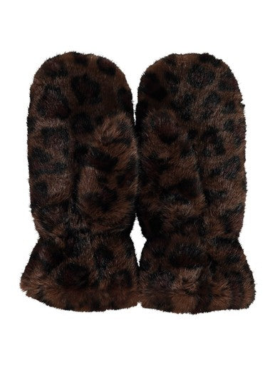 Hailys Mi44ndi Plush Faux Fur Leopard Print Mittens HFA62608018L - Leopard