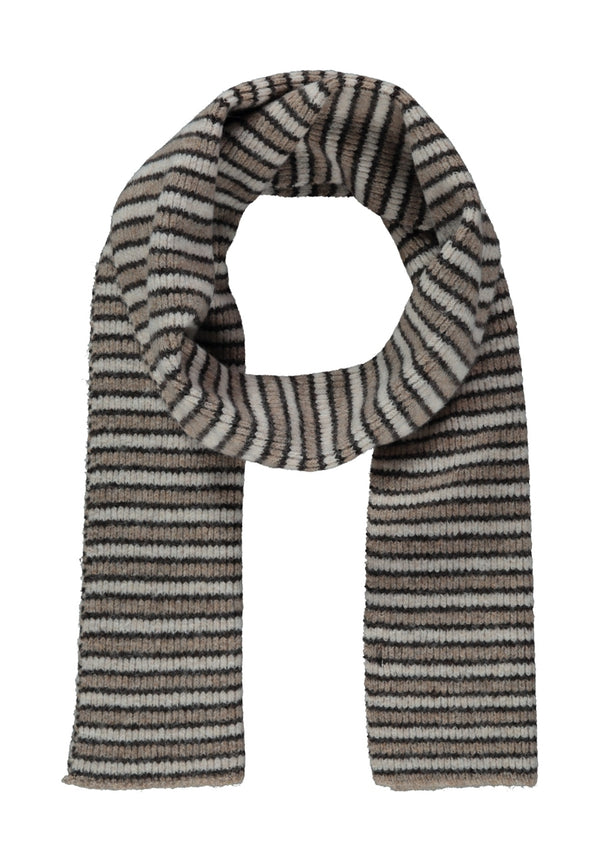 Hailys Su44rli Striped Ribbed Knit Scarf HFA62608034B - Brown Multi