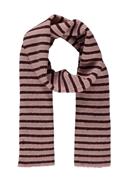 Hailys Su44rli Striped Ribbed Knit Scarf HFA62608034R - Rose / Burgundy
