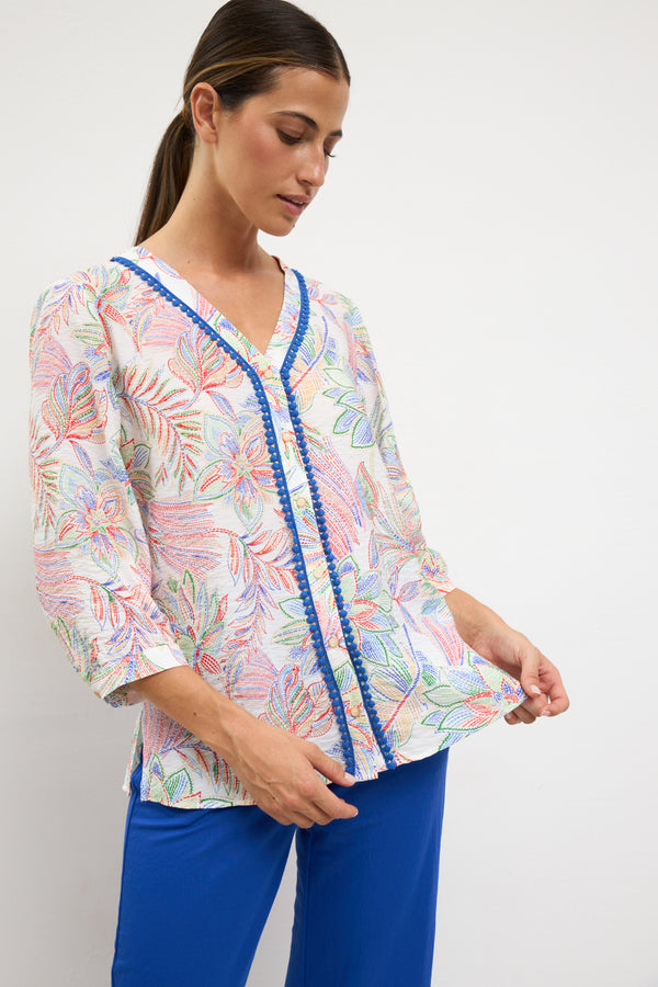 Tinta Bariloche Halia Blouse Blue Trim – Halia