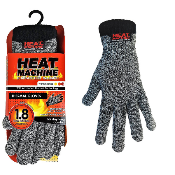 Heat Machine 2142 Thermal Gloves Grey Marl | 1.8 Tog Insulated
