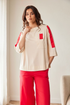PERUZZI Womens Tab Detail Half Sleeve Top S26184