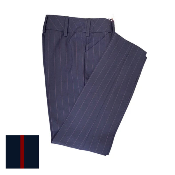 Hunter 290 Girls School Trousers in Navy/Wine pinstripe trousers