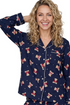 Indigo Sky Womens Teddy Cotton Wincey Pyjama Set IN48989 NVY - Navy