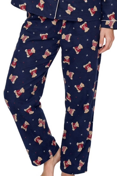 Indigo Sky Womens Teddy Cotton Wincey Pyjama Set IN48989 NVY - Navy
