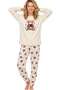 Indigo Sky Teddy Bear Applique Microfleece Jogger Pyjama Set IN50032IVORY - Ivory