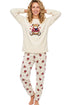 Indigo Sky Teddy Bear Applique Microfleece Jogger Pyjama Set IN50032IVORY - Ivory