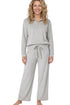 Indigo Sky Luxe Brushed Fleece Quarter Zip Wide Leg Loungewear Set IN50034 GRY - Silver Grey