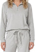 Indigo Sky Luxe Brushed Fleece Quarter Zip Wide Leg Loungewear Set IN50034 GRY - Silver Grey