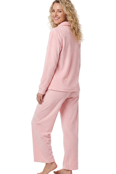Indigo Sky Luxe Brushed Fleece Quarter Zip Wide Leg Loungewear Set IN50034 PK - Soft Pink