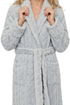 Indigo Sky Womens Cable Effect Fleece Robe IN50036 GRY - Grey