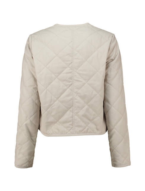 Hailys Ladies Sp44orty Collarless Quilted Cropped Jacket - Nature INT-2510059C