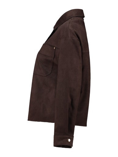 Hailys He44ather Faux Suede Shacket Blazer INT-2601092 - Cocoa