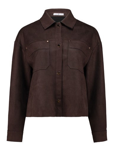 Hailys He44ather Faux Suede Shacket Blazer INT-2601092 - Cocoa