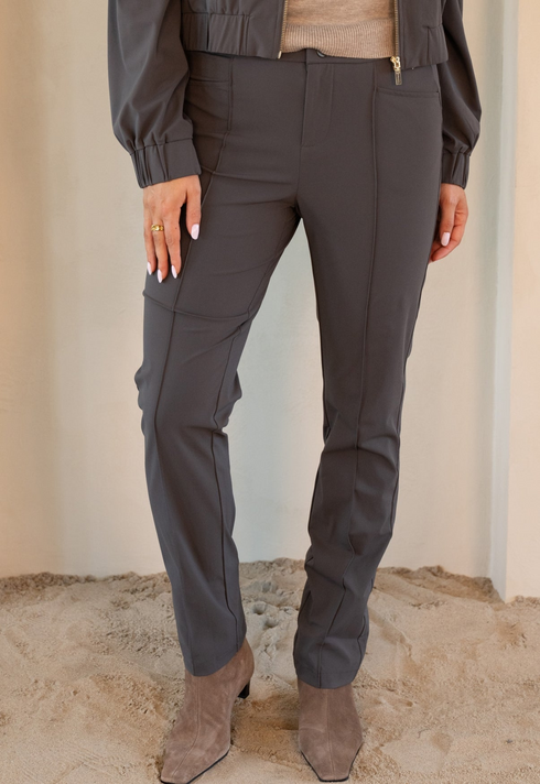 Kimara Jip Straight-Leg High-Waist Trousers JIP - Grey Souk