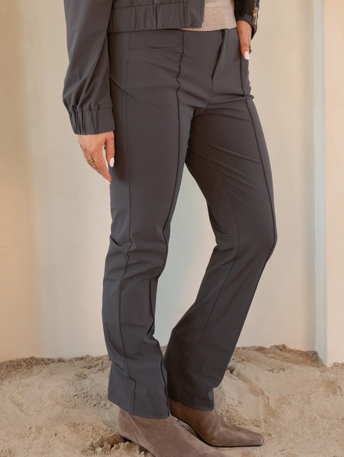 Kimara Jip Straight-Leg High-Waist Trousers JIP - Grey Souk