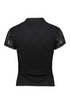 Hailys Womens Na44dire Asymmetric Button Lace Short Sleeve Top JY-21070 - Black