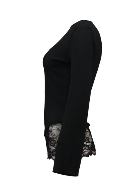 Hailys Ladies Me44dina Lace Trim Top - Black JY-21082