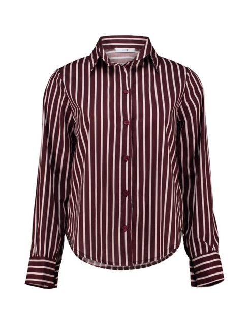 Hailys Womens Si44nah Dark Cherry Striped Button-Down Shirt JY-21090