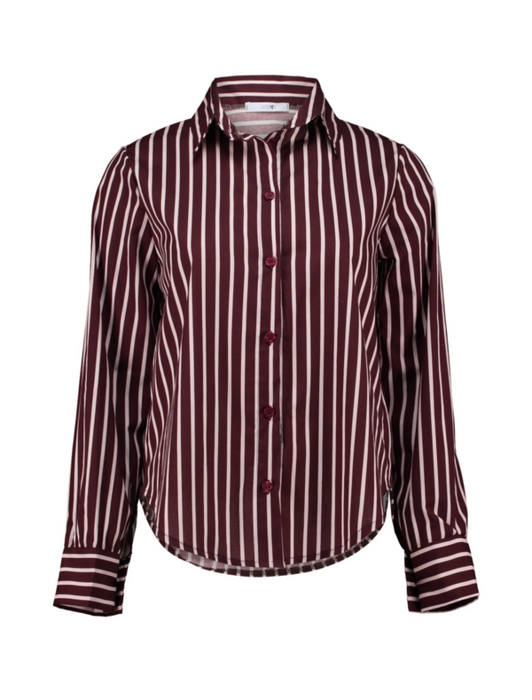 Hailys Womens Si44nah Dark Cherry Striped Button-Down Shirt JY-21090