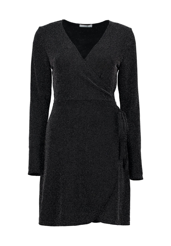 Hailys Vi44ldane Long Sleeve Glitter Wrap Dress JY-21098PTY