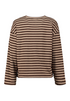 Hailys Womens Pa44vella Long Sleeve Striped Rhinestone Top JY-21133 - Beige/Cocoa Stripe