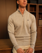 Walker & Hunt Grey Knitted 1/4 Zip Hunter - Premium Cotton Sweater