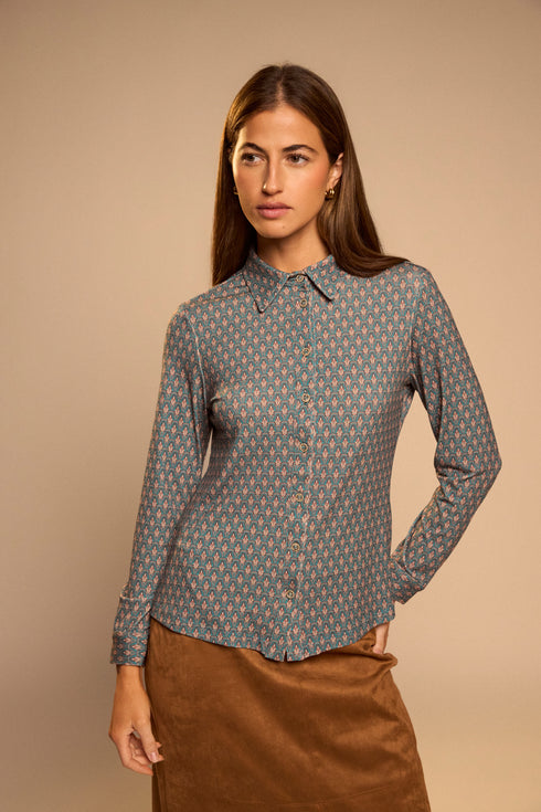 Tinta Ladies Juliana Long Sleeve Shirt - Teal Print