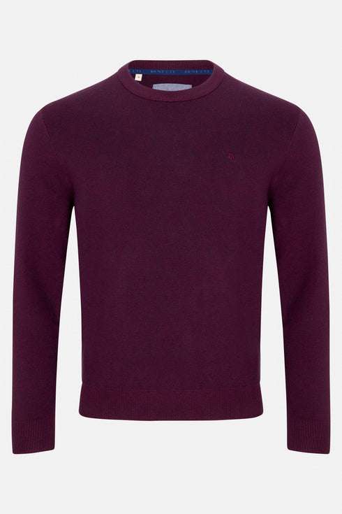 Benetti Julius Long Sleeve Round/Crew Neck Knit Sweater Bordo