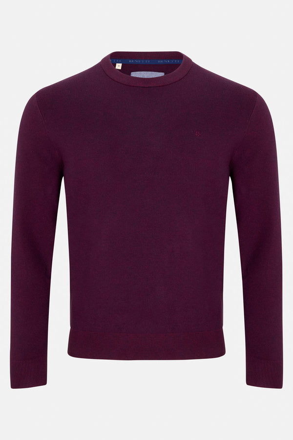 Benetti Julius Long Sleeve Round/Crew Neck Knit Sweater Bordo