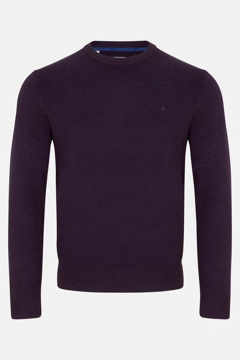 Benetti Julius Long Sleeve Round/Crew Neck Knit Sweater Plum