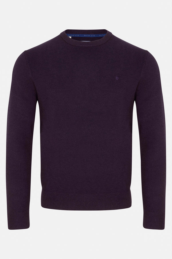 Benetti Julius Long Sleeve Round/Crew Neck Knit Sweater Plum