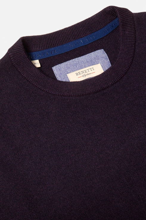 Benetti Julius Long Sleeve Round/Crew Neck Knit Sweater Plum