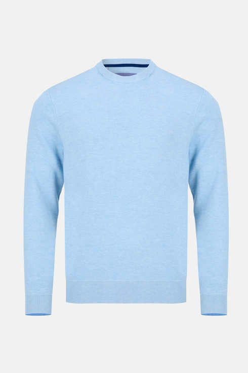 Benetti Menswear Julius Sky Crew Neck Premium Cotton Knit Sweater