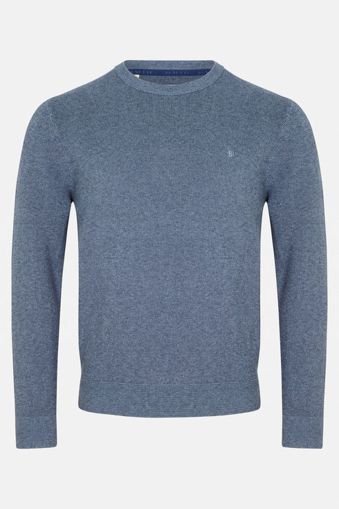 Benetti Julius Long Sleeve Round/Crew Neck Knit Sweater Smoke Blue Grey