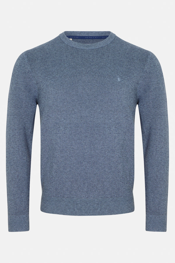 Benetti Julius Long Sleeve Round/Crew Neck Knit Sweater Smoke Blue Grey