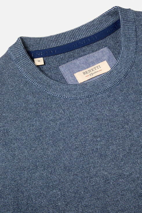 Benetti Julius Long Sleeve Round/Crew Neck Knit Sweater Smoke Blue Grey