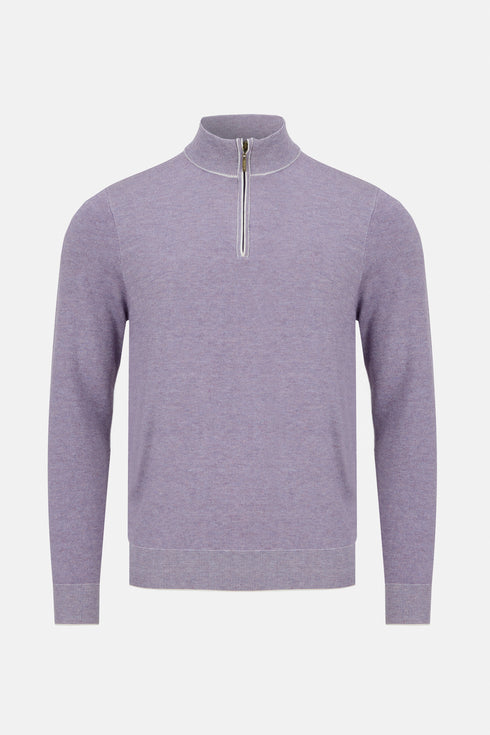 Benetti Menswear Julius Lilac 1/4 Zip Premium Cotton Knit Sweater