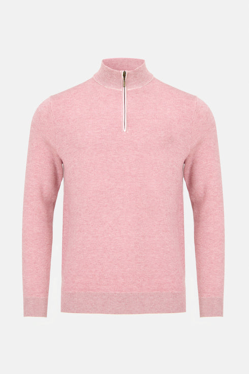 Benetti Menswear Julius Rose 1/4 Zip Premium Cotton Knit Sweater
