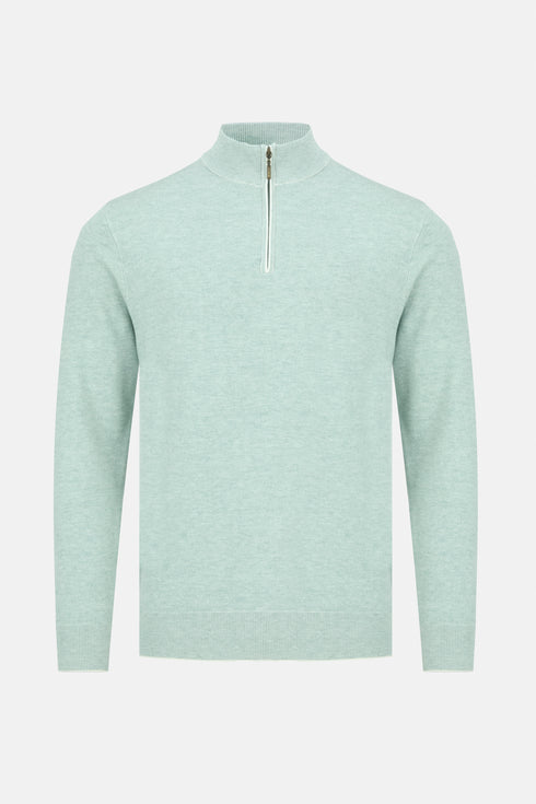 Benetti Menswear Julius Sage 1/4 Zip Premium Cotton Knit Sweater