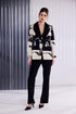 Kate Cooper Print One Button Jacket With Contrast Collar Black Champagne Luxury Occasionwear KCAW261