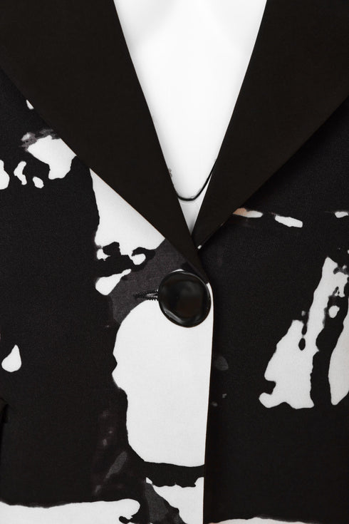 Kate Cooper Print One Button Jacket With Contrast Collar Black Champagne Luxury Occasionwear KCAW261