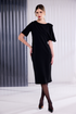 Kate Cooper Shawl Neckline Dress With Short Sleeve Black Champagne Luxury Occasionwear KCAW26102